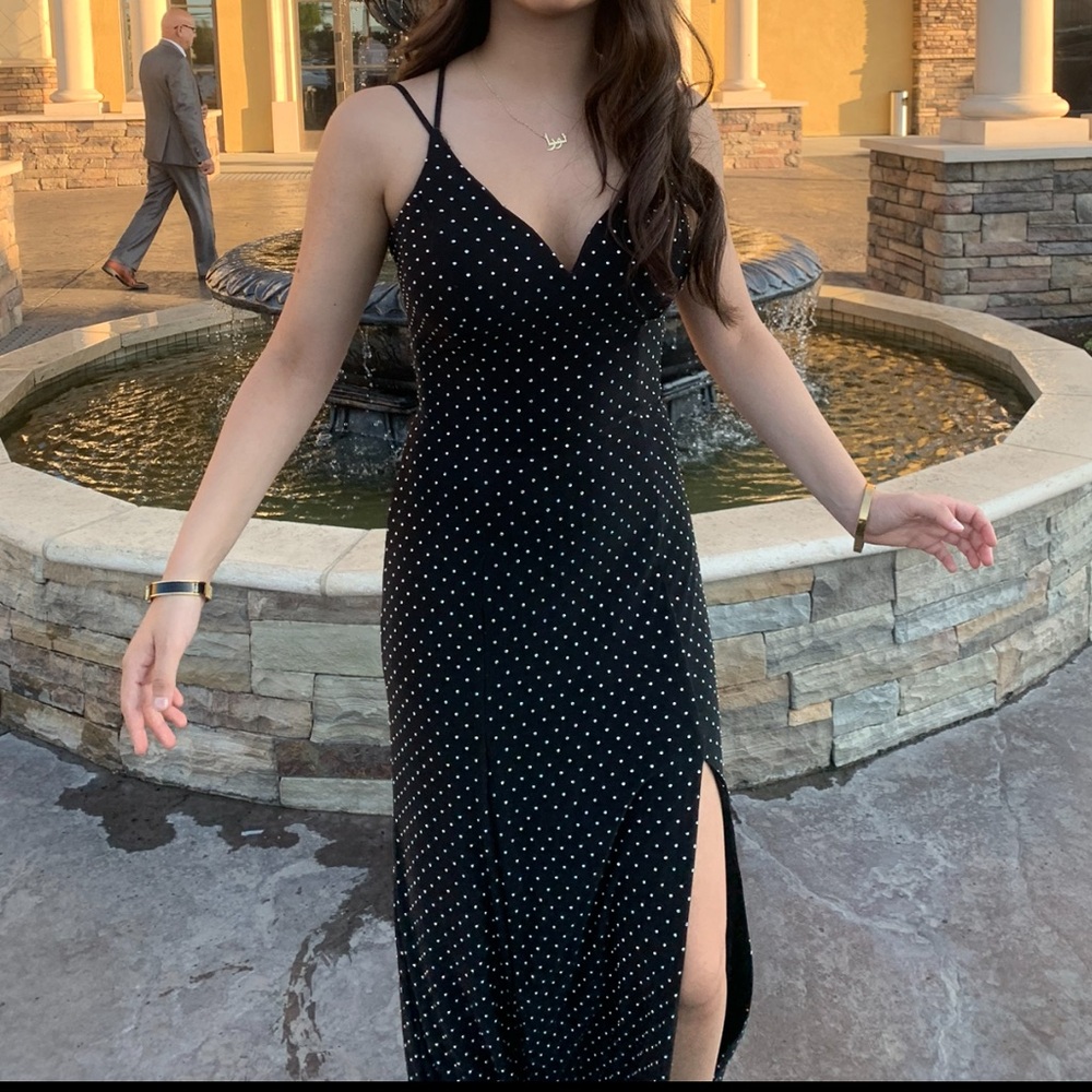 B Darlin Black and White Polka Dot Midi Dress